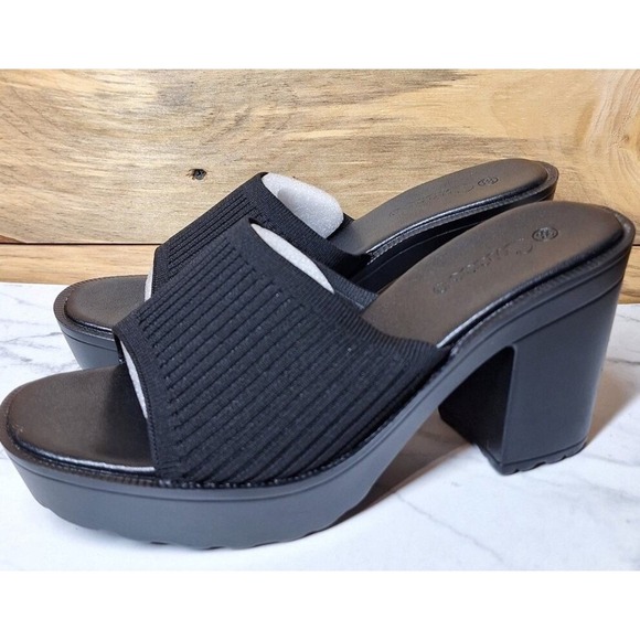 Cuccoo Black Platform Women's Chunky Block Heel Sandals Y2K Size 8 Grunge Goth - Picture 4 of 6